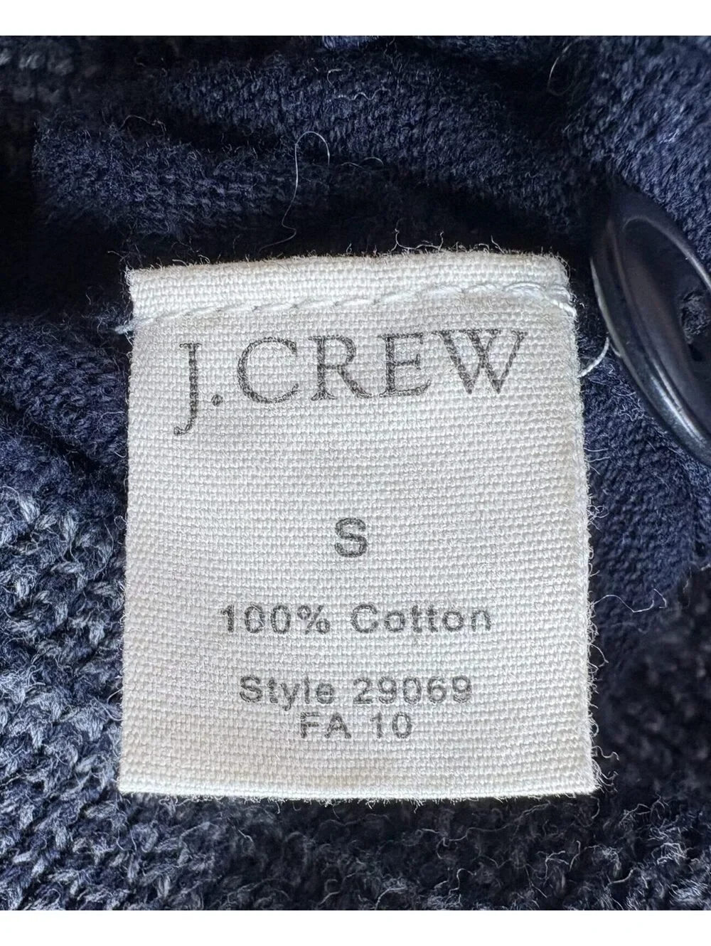 J.Crew Men's Shawl Collar Pullover Sweater Navy Gray 100% Cotton Size S
